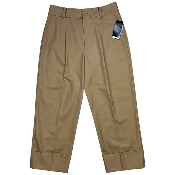 Lauren Ralph Lauren Double-Faced Stretch Cotton Ankle Pants 8 Tan NEW - Picture 12 of 12